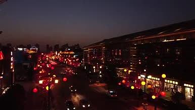 街道灯笼4K航拍夜景万家灯火的城市视频的预览图